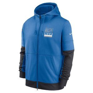 NWT Nike Detroit Lions Sideline Impact Lockup DriFit Full Zip Hoodie BLUE